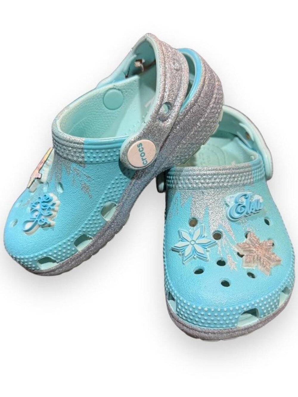 Disney Frozen Crocs Toddler Girls 7C Glitter Snowflake